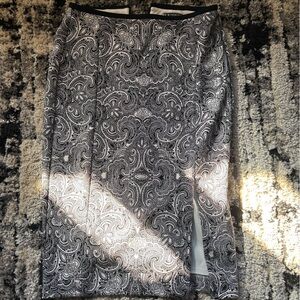 Express Black and White Paisley Pencil Skirt